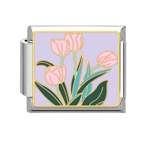 papasgix Italian Charms Module Blumen für 9mm Italian Charm Bracelet DIY Italian Style Charms für Damen Abnehmbar Italienisches Charm Armband Zubehör Mädchen Junge Geschenk von papasgix