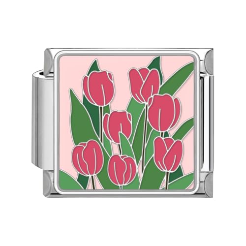 papasgix Italian Charms Module Blumen für 9mm Italian Charm Bracelet DIY Italian Style Charms für Damen Abnehmbar Italienisches Charm Armband Zubehör Mädchen Junge Geschenk von papasgix