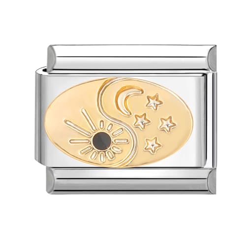 papasgix Italian Charms Module Diamond für 9mm Italian Charm Bracelet DIY Italian Style Charms für Damen Abnehmbar Italienisches Charm Armband Zubehör Mädchen Junge Geschenk(Gold Mond) von papasgix