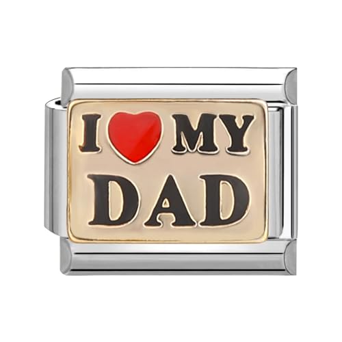 papasgix Italian Charms Module Familien für 9mm Italian Charm Bracelet DIY Italian Style Charms für Damen Abnehmbar Italienisches Charm Armband Zubehör Mädchen Junge Geschenk(DAD Gold 2) von papasgix