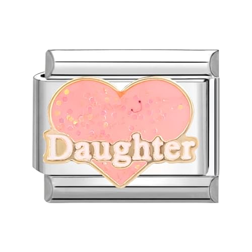 papasgix Italian Charms Module Familien für 9mm Italian Charm Bracelet DIY Italian Style Charms für Damen Abnehmbar Italienisches Charm Armband Zubehör Mädchen Junge Geschenk(Tochter Rosa 2) von papasgix