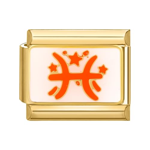 papasgix Italian Charms Module Gold 12 Sternbilder für 9mm Italian Charm Bracelet DIY Italian Style Charms für Damen Abnehmbar Italienisches Charm Armband Mädchen Junge Geschenk Gold Fische von papasgix