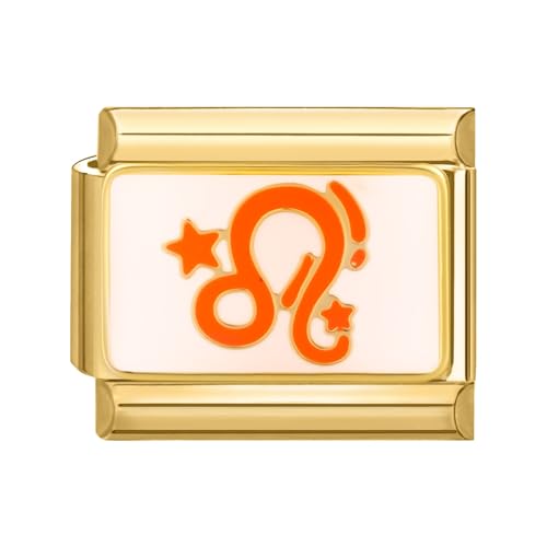 papasgix Italian Charms Module Gold 12 Sternbilder für 9mm Italian Charm Bracelet DIY Italian Style Charms für Damen Abnehmbar Italienisches Charm Armband Mädchen Junge Geschenk Gold Löwe von papasgix