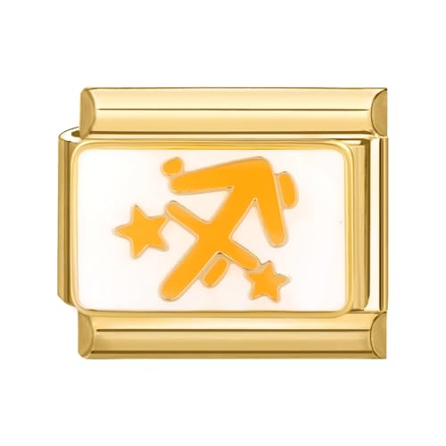 papasgix Italian Charms Module Gold 12 Sternbilder für 9mm Italian Charm Bracelet DIY Italian Style Charms für Damen Abnehmbar Italienisches Charm Armband Mädchen Junge Geschenk Gold Schütze von papasgix