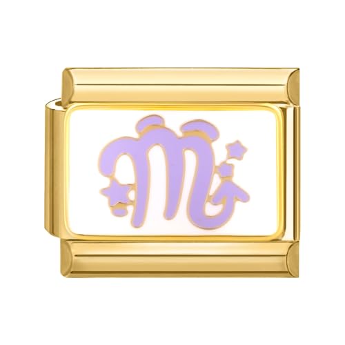 papasgix Italian Charms Module Gold 12 Sternbilder für 9mm Italian Charm Bracelet DIY Italian Style Charms für Damen Abnehmbar Italienisches Charm Armband Mädchen Junge Geschenk Gold Skorpion von papasgix