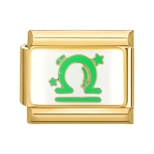 papasgix Italian Charms Module Gold 12 Sternbilder für 9mm Italian Charm Bracelet DIY Italian Style Charms für Damen Abnehmbar Italienisches Charm Armband Mädchen Junge Geschenk Gold Waage von papasgix