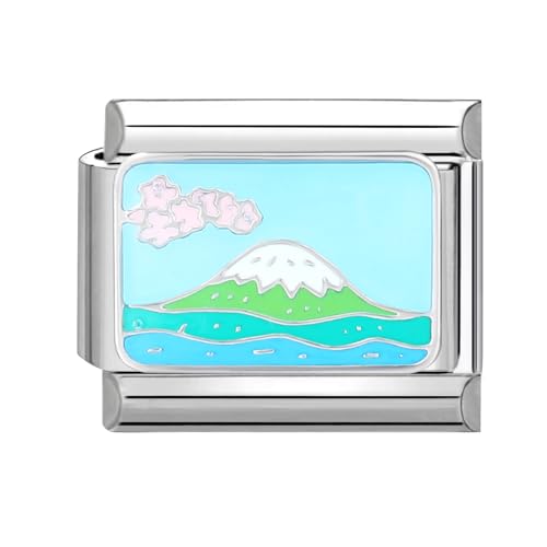 papasgix Italian Charms Module Landschaftsbau für 9mm Italian Charm Bracelet DIY Italian Style Charms für Damen Abnehmbar Italienisches Charm Armband Zubehör Mädchen Junge Geschenk(Blau Kirschblüte) von papasgix