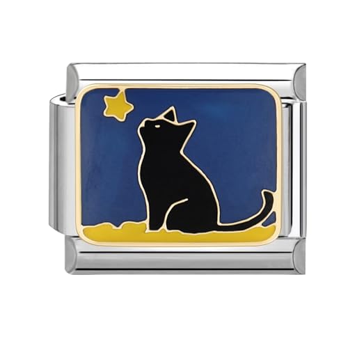 papasgix Italian Charms Module Landschaftsbau für 9mm Italian Charm Bracelet DIY Italian Style Charms für Damen Abnehmbar Italienisches Charm Armband Zubehör Mädchen Junge Geschenk(Black Cat) von papasgix