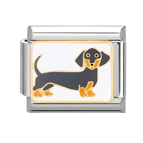 papasgix Italian Charms Module Landschaftsbau für 9mm Italian Charm Bracelet DIY Italian Style Charms für Damen Abnehmbar Italienisches Charm Armband Zubehör Mädchen Junge Geschenk(Dackel Weiß) von papasgix