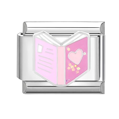 papasgix Italian Charms Module Landschaftsbau für 9mm Italian Charm Bracelet DIY Italian Style Charms für Damen Abnehmbar Italienisches Charm Armband Zubehör Mädchen Junge Geschenk(Rosa Buch) von papasgix