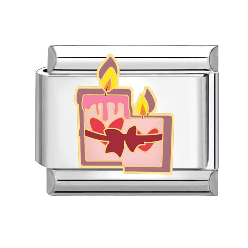 papasgix Italian Charms Module Landschaftsbau für 9mm Italian Charm Bracelet DIY Italian Style Charms für Damen Abnehmbar Italienisches Charm Armband Zubehör Mädchen Junge Geschenk(Rosa Kerze) von papasgix