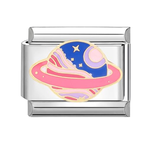 papasgix Italian Charms Module Landschaftsbau für 9mm Italian Charm Bracelet DIY Italian Style Charms für Damen Abnehmbar Italienisches Charm Armband Zubehör Mädchen Junge Geschenk(Rose Planet) von papasgix