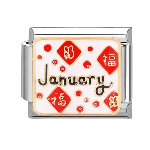 papasgix Italian Charms Module Monate für 9mm Italian Charm Bracelet DIY Italian Style Charms für Damen Abnehmbar Italienisches Charm Armband Zubehör Mädchen Junge Geschenk(Bunt 1 Jan) von papasgix