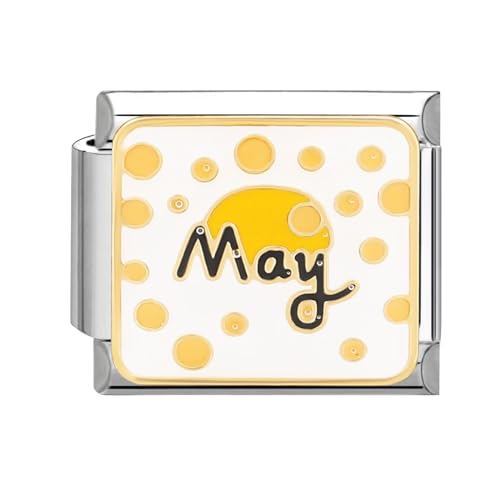 papasgix Italian Charms Module Monate für 9mm Italian Charm Bracelet DIY Italian Style Charms für Damen Abnehmbar Italienisches Charm Armband Zubehör Mädchen Junge Geschenk(Bunt 5 May) von papasgix
