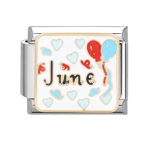 papasgix Italian Charms Module Monate für 9mm Italian Charm Bracelet DIY Italian Style Charms für Damen Abnehmbar Italienisches Charm Armband Zubehör Mädchen Junge Geschenk(Bunt 6 June) von papasgix