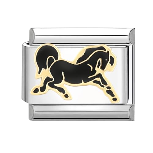 papasgix Italian Charms Module Tier für 9mm Italian Charm Bracelet DIY Italian Style Charms für Damen Abnehmbar Italienisches Charm Armband Zubehör Mädchen Junge Geschenk(Schwarz Pferd) von papasgix