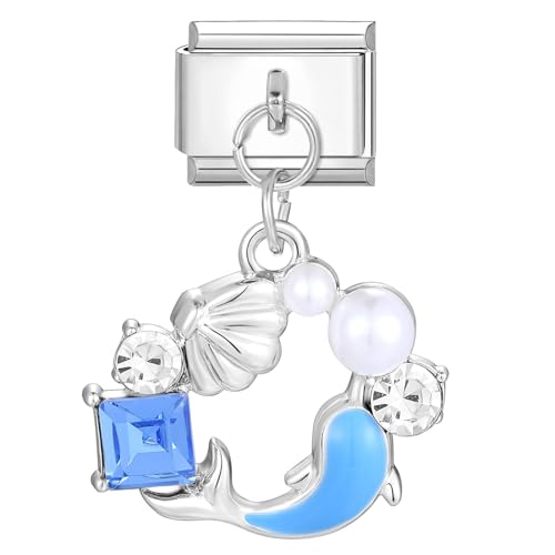 papasgix Italian Charms Module für 9mm Italian Charm Bracelet Anhänger DIY Italian Style Charms für Damen Abnehmbar Italienisches Charm Armband Zubehör Geschenk Fisch Silber von papasgix