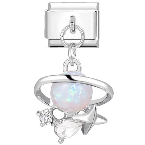 papasgix Italian Charms Module für 9mm Italian Charm Bracelet Anhänger DIY Italian Style Charms für Damen Abnehmbar Italienisches Charm Armband Zubehör Geschenk Planet Silber von papasgix