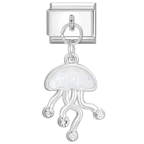 papasgix Italian Charms Module für 9mm Italian Charm Bracelet Anhänger DIY Italian Style Charms für Damen Abnehmbar Italienisches Charm Armband Zubehör Geschenk Qualle Silber von papasgix