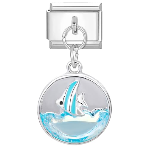 papasgix Italian Charms Module für 9mm Italian Charm Bracelet DIY Italian Style Charms für Damen Abnehmbar Anhänger Italienisches Charm Armband Zubehör Mädchen Junge Geschenk(Blaues Meer) von papasgix