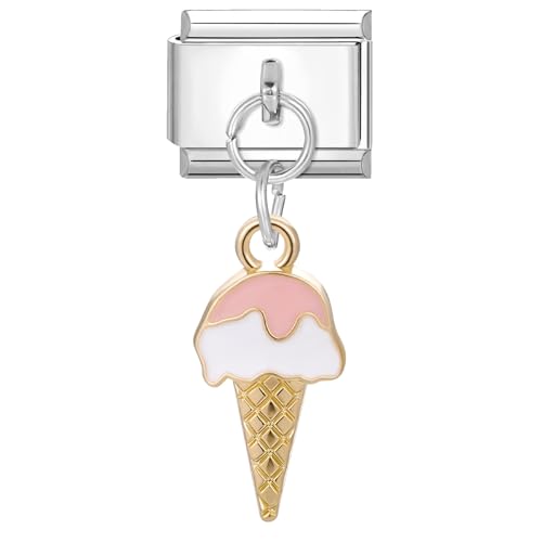 papasgix Italian Charms Module für 9mm Italian Charm Bracelet DIY Italian Style Charms für Damen Abnehmbar Anhänger Italienisches Charm Armband Zubehör Mädchen Junge Geschenk(Rosa Kegel) von papasgix