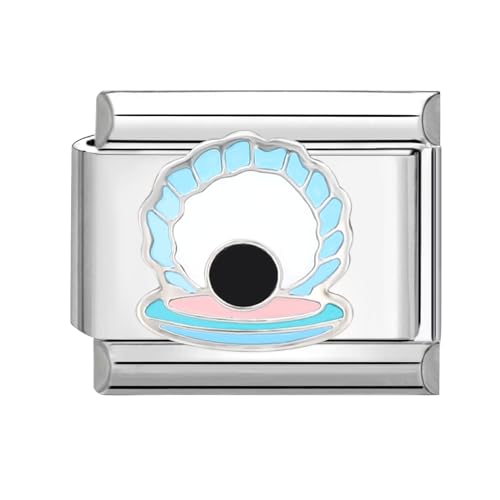 papasgix Italian Charms Module für 9mm Italian Charm Bracelet DIY Italian Style Charms für Damen Abnehmbar Italienisches Charm Armband Zubehör Mädchen Junge Geschenk(Blau Muschel) von papasgix