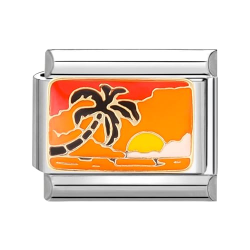 papasgix Italian Charms Module für 9mm Italian Charm Bracelet DIY Italian Style Charms für Damen Abnehmbar Italienisches Charm Armband Zubehör Mädchen Junge Geschenk(Orange Sunset) von papasgix