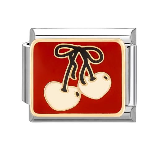 papasgix Italian Charms Module für 9mm Italian Charm Bracelet DIY Lebensmittel Italian Style Charms für Damen Abnehmbar Italienisches Charm Armband Zubehör Mädchen Junge Geschenk(Weiß rot) von papasgix