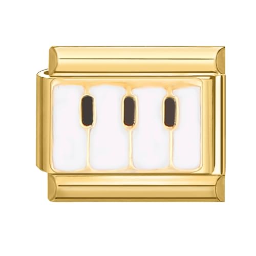 papasgix Italian Charms Module für 9mm Italian Charm Bracelet Gold DIY Italian Style Charms für Damen Abnehmbar Italienisches Charm Armband Zubehör Mädchen Junge Geschenk(Weiß Klavier) von papasgix