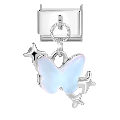 papasgix Italian Charms Module für 9mm Italian Charm Bracelet Silber Anhänger DIY Italian Style Charms für Damen Abnehmbar Italienisches Charm Armband Zubehör Geschenk(Silber Blau) von papasgix