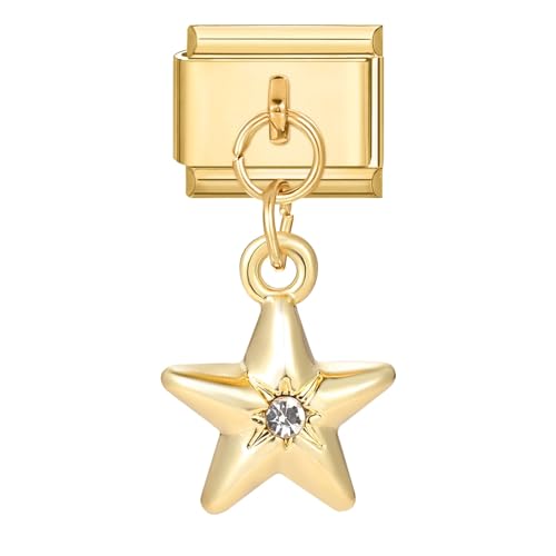 papasgix Italian Charms Module für 9mm Italian Charm Bracelet Gold Silber DIY Italian Style Charms für Damen Abnehmbar Italienisches Charm Armband Zubehör Mädchen Junge Geschenk(Gold Pentagramm) von papasgix