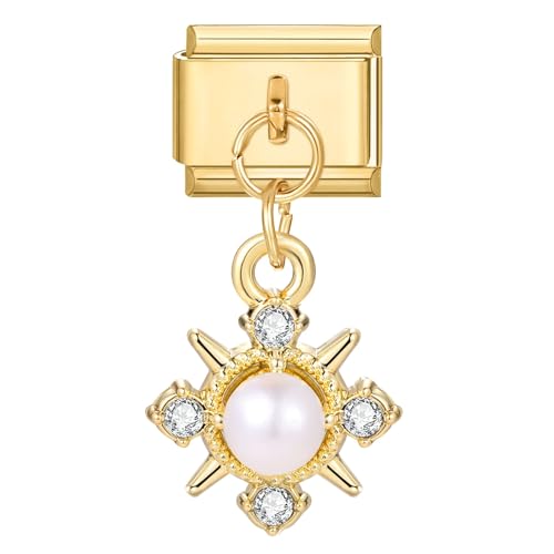 papasgix Italian Charms Module für 9mm Italian Charm Bracelet Gold Silber DIY Italian Style Charms für Damen Abnehmbar Italienisches Charm Armband Zubehör Mädchen Junge Geschenk(Gold Perle) von papasgix