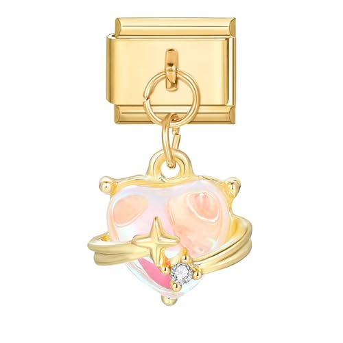 papasgix Italian Charms Module für 9mm Italian Charm Bracelet Gold Silber DIY Italian Style Charms für Damen Abnehmbar Italienisches Charm Armband Zubehör Mädchen Junge Geschenk(Liebe Weiß) von papasgix