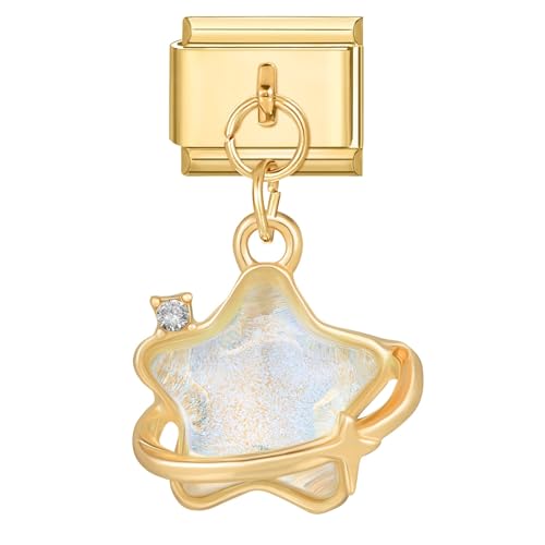 papasgix Italian Charms Module für 9mm Italian Charm Bracelet Gold Silber DIY Italian Style Charms für Damen Abnehmbar Italienisches Charm Armband Zubehör Mädchen Junge Geschenk(Star Blue) von papasgix