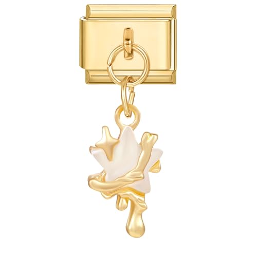 papasgix Italian Charms Module für 9mm Italian Charm Bracelet Gold Silber DIY Italian Style Charms für Damen Abnehmbar Italienisches Charm Armband Zubehör Mädchen Junge Geschenk(Star Gold) von papasgix