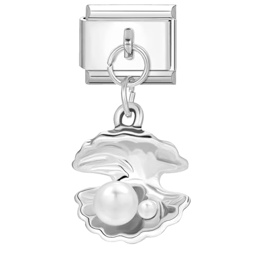 papasgix Italian Charms Module für 9mm Italian Charm Bracelet Silber Anhänger DIY Italian Style Charms für Damen Abnehmbar Italienisches Charm Armband Zubehör Geschenk(Muschel Silber) von papasgix