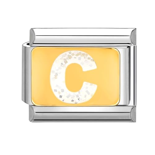 papasgix Italian Charms Silber Module Buchstaben A-Z für 9mm Italian Charm Bracelet DIY Italian Style Charms für Damen Italienisches Charm Armband Zubehör Junge Mädchen Geschenk Silber C von papasgix