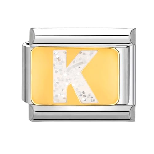 papasgix Italian Charms Silber Module Buchstaben A-Z für 9mm Italian Charm Bracelet DIY Italian Style Charms für Damen Italienisches Charm Armband Zubehör Junge Mädchen Geschenk Silber K von papasgix