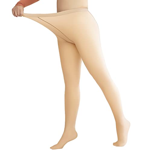 papasgix Thermo Strumpfhose Damen Große Größen Gefütterte Leggings Verdickte Fleece Leggings Gefälschte Durchscheinend Strümpfe Winterleggings Pantyhose Feinstrumpfhose(Hautfarbe 1，360g) von papasgix