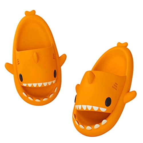 papasgix Unisex Hai Hausschuhe Damen Badeschuhe Herren Shark Slippers rutschfest Cloud Slides Badelatchen Unisex Super Weich Badeschuhe Shark Slides Cute Shark Slippers(orange?36/37 EU) von papasgix