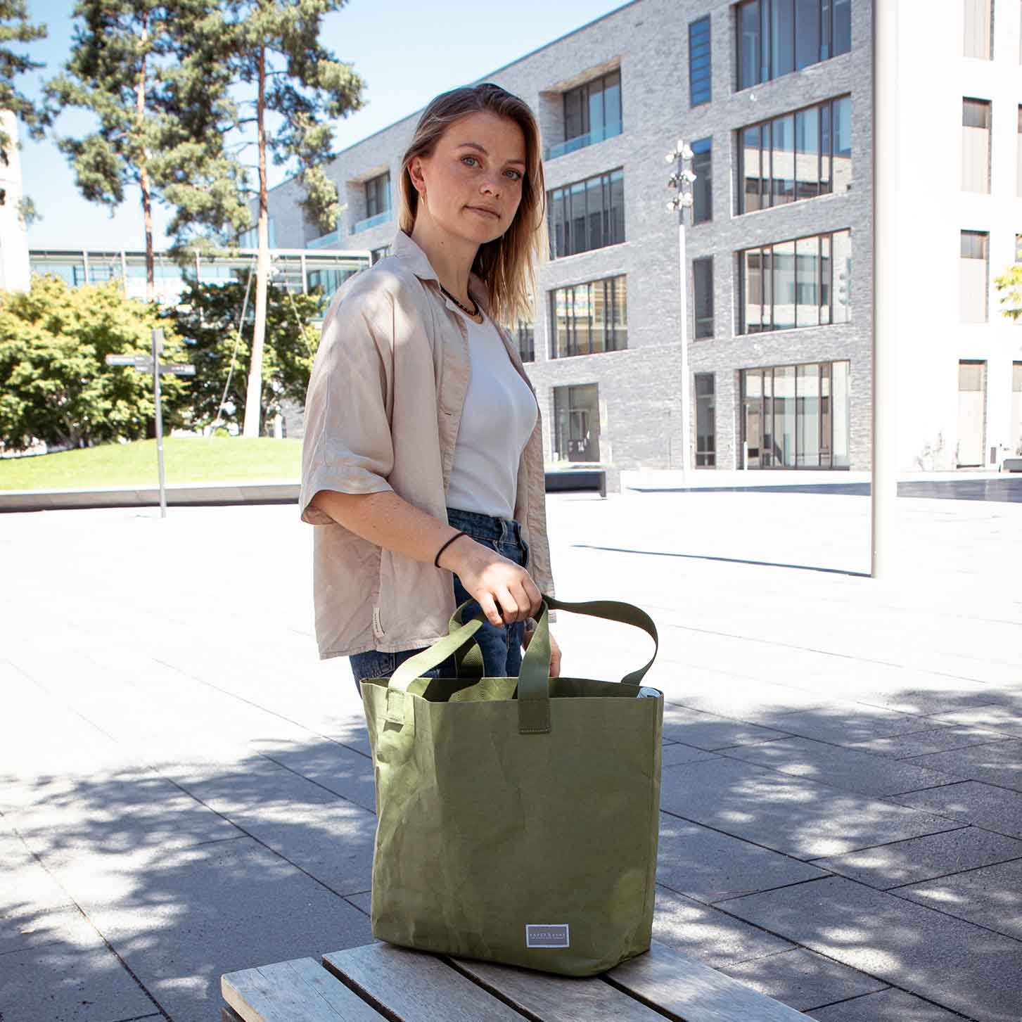 Shopper Tasche, Tragetasche, Einkaufstasche, Nachhaltige Tote Bag, Markttasche, Veganes Leder, 25L, Grün Shopper Tasche, Tragetasche, Einkaufstasche, Nachhaltige Tote Bag, Markttasche, Veganes Leder, 25L, Grün von paperandsons