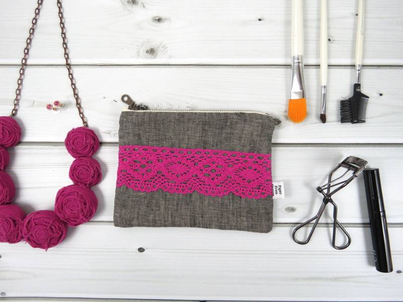Clutch Mit Spitze Und Reißverschluss in Klein - Amanda Graphite Vintage Tasche Aus Baumwolle Spitze, Kosmetiktasche, Reisepass, Geschenk Zum Clutch Mit Spitze Und Reißverschluss in Klein - Amanda Graphite Vintage Tasche Aus Baumwolle Spitze, Kosmetiktasche, Reisepass, Geschenk Zum von paperfromheaven