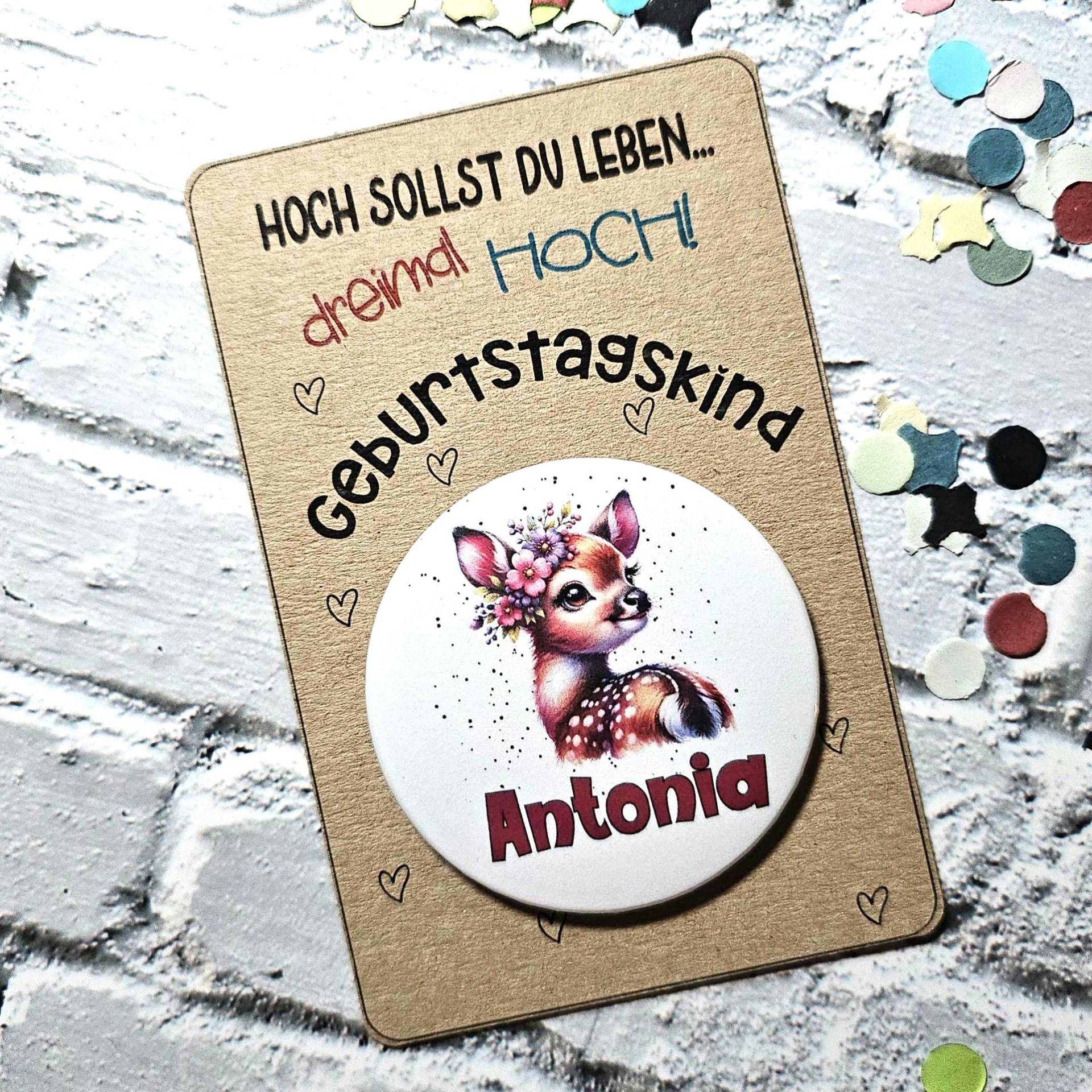 Personalisierter Geburtstagsbutton Reh, Anstecknadel Für Kindergeburtstag, Button Mit Kleidermagnet Zu Geburtstag, Anstecker Namen Personalisierter Geburtstagsbutton Reh, Anstecknadel Für Kindergeburtstag, Button Mit Kleidermagnet Zu Geburtstag, Anstecker Namen von papierzauberhaft