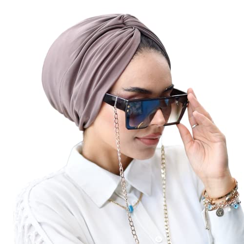 Knoten-Turbans-Turbane für Frauen-Hijab für Frauen|Haarwickel Chemo-Krebs-Kopfwickel für Frauen|Hijab Undercap-Instant Hijab, Dark Mink, Standard von para life