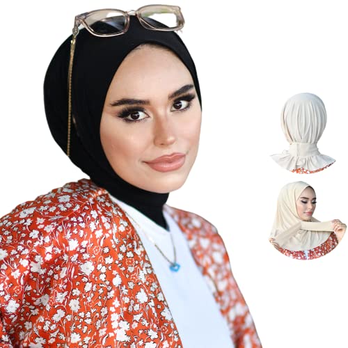 para life Snap Hijab-Turbans für Damen, Hijab für Damen, Haarwickel, Kopfwickel für Damen, Hijab Undercap-Caps, Instant Hijab, Schwarz, Einheitsgröße von para life