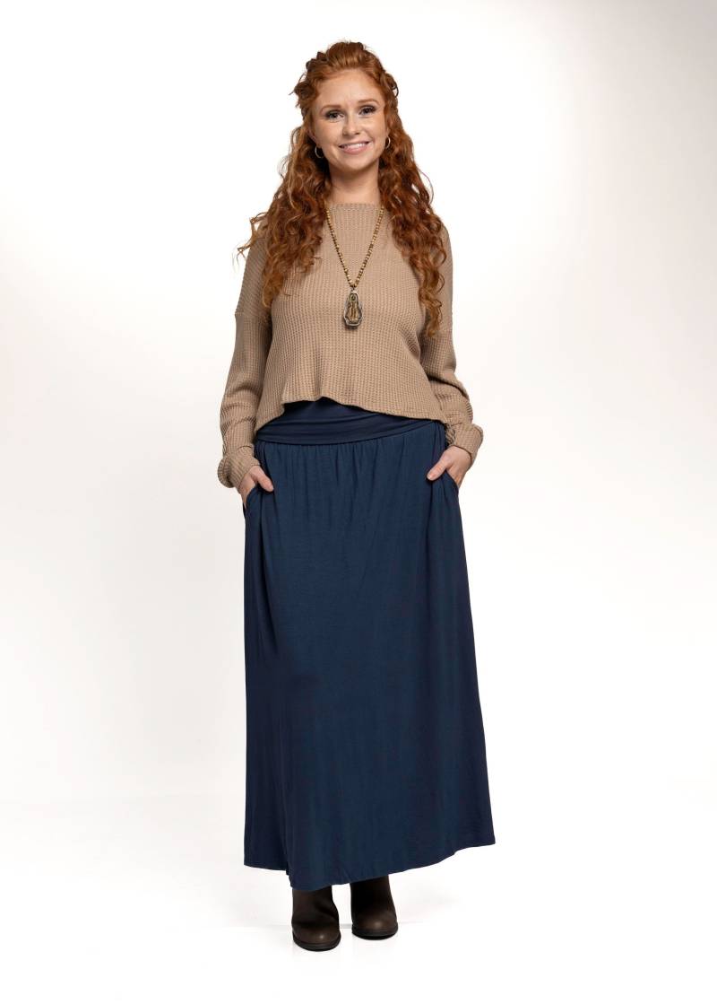 Bambus Stoff Navy Maxi Rock Mit Taschen von paramitadesign