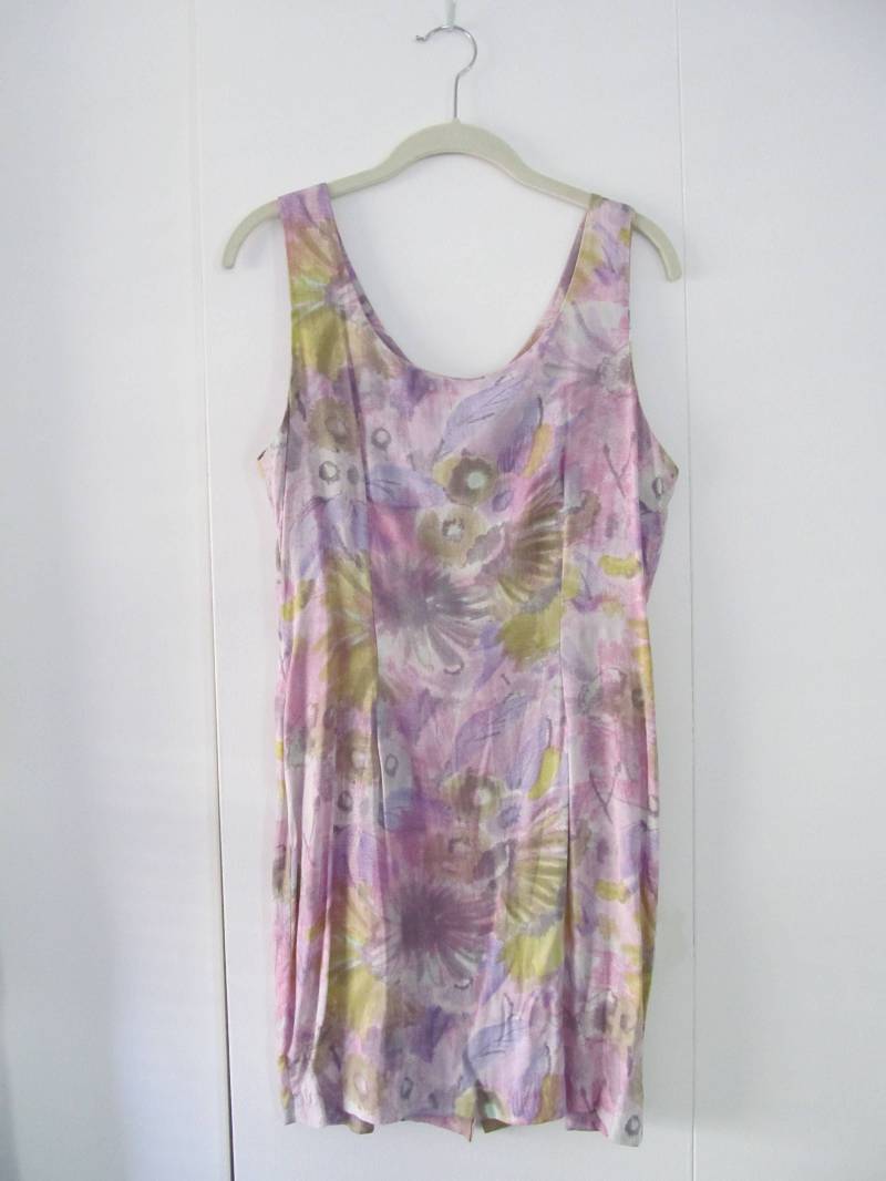 90Er Jahre Floral Tank Kleid M 37 Büste 30 Taille von pasadenavintage