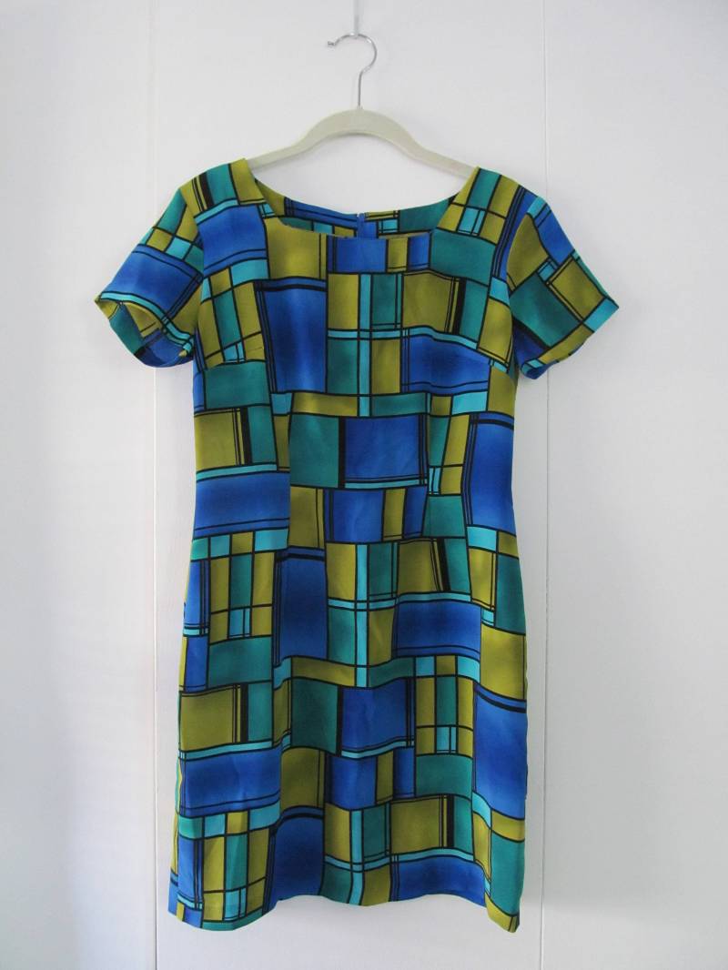 Mondrian Inspiriert Kurzarm Kleid S 36 Büste 29 Taille von pasadenavintage