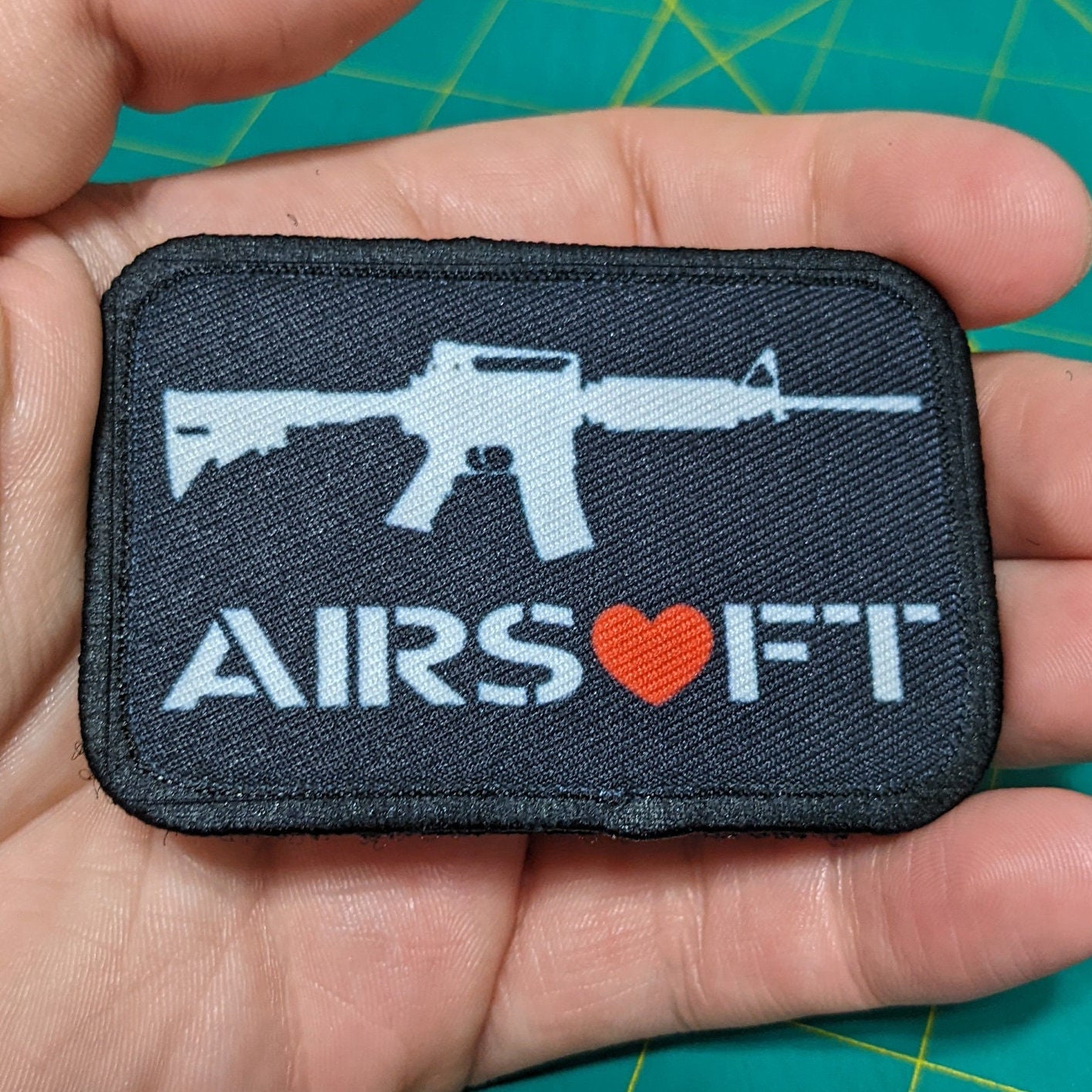 Airsoft Liebe Lustiger Abnehmbarer Patch 2 "x 3"Moral Mit Klettverschluss Rückseite von patchesNplates