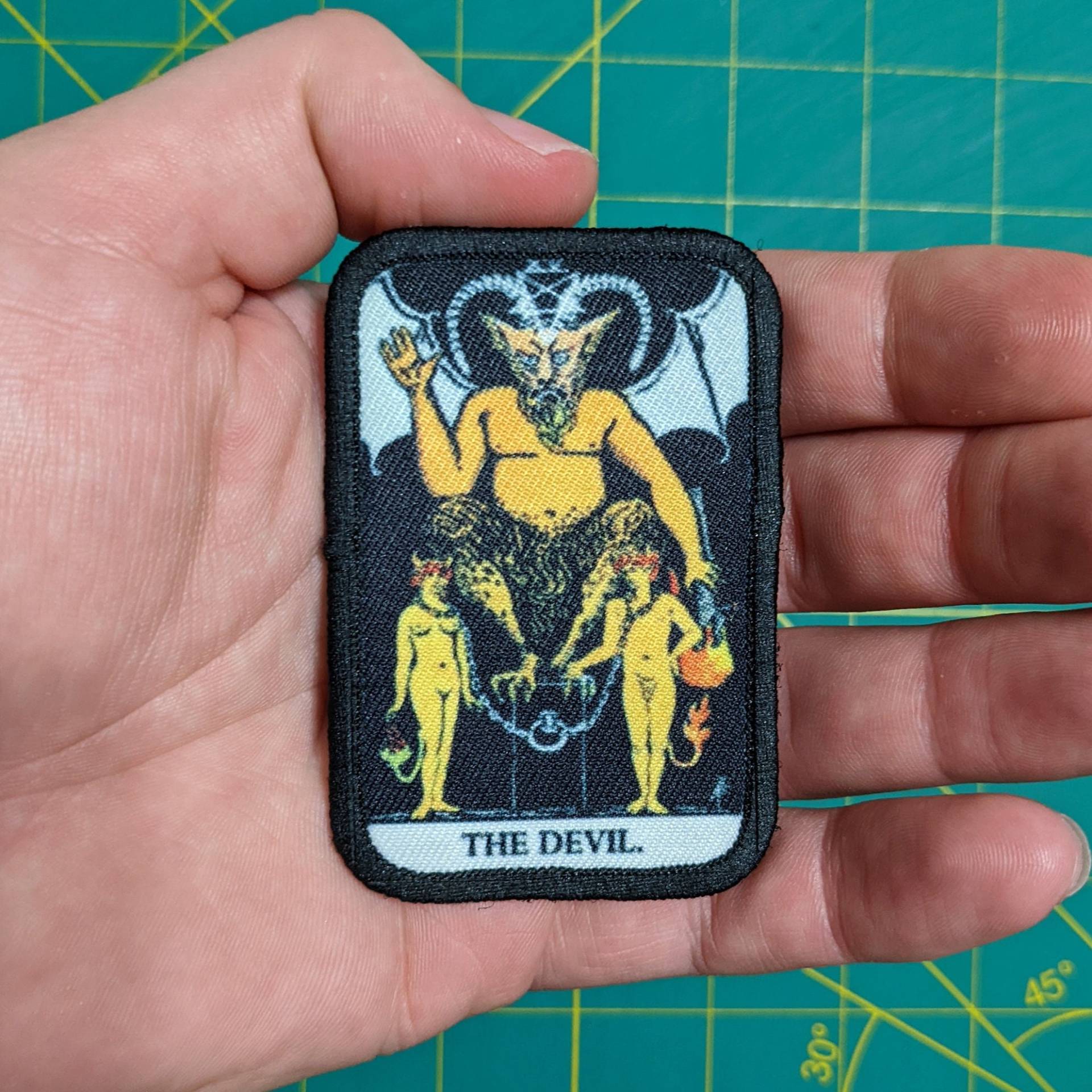 Die Teufel Tarot Karte Spezialeinheiten Militär 2 "x3" Moral Patch Mit Klettverschluss Auf Der Rückseite von patchesNplates